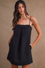 CORA LINEN BOW DETAILED MINI DRESS