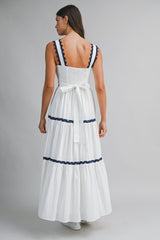 MONROE RIC RAC TRIM POPLIN MAXI  DRESS