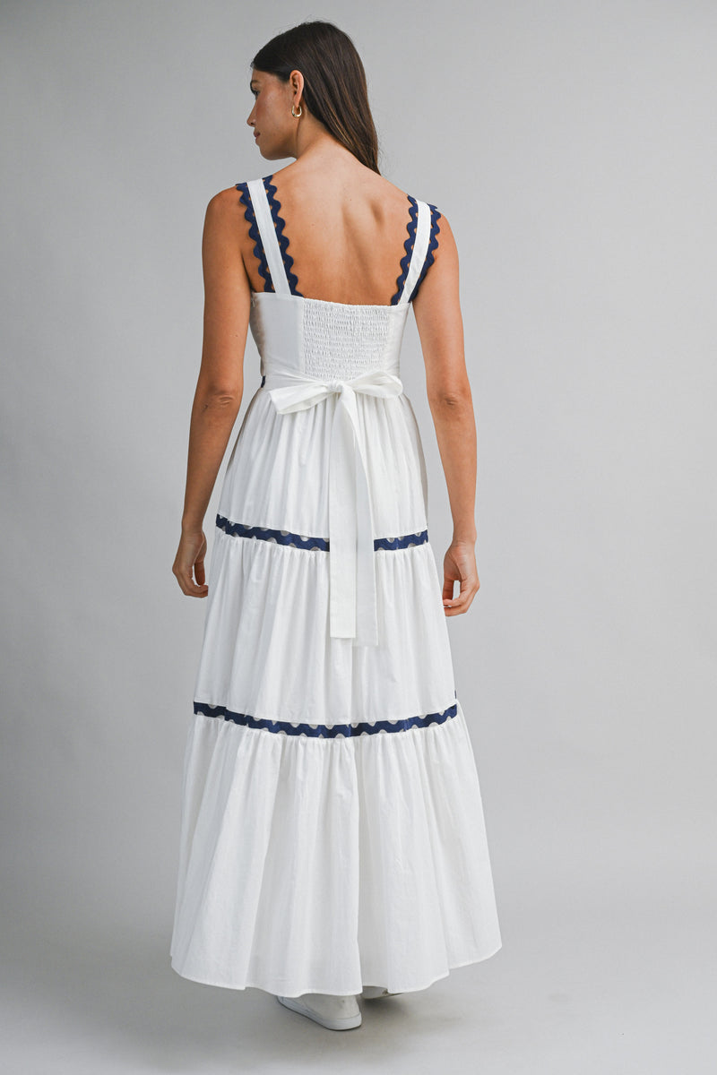 MONROE RIC RAC TRIM POPLIN MAXI DRESS – Mable Clothing