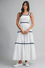 MONROE RIC RAC TRIM POPLIN MAXI  DRESS