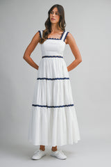 MONROE RIC RAC TRIM POPLIN MAXI  DRESS