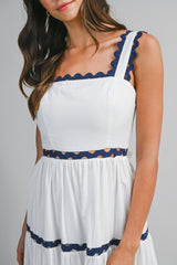 MONROE RIC RAC TRIM POPLIN MAXI  DRESS