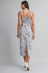 STEPH FLORAL PRINTED SLEEVELESS MIDI DRESS