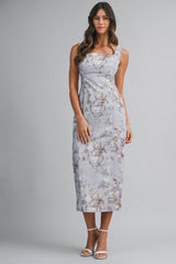 STEPH FLORAL PRINTED SLEEVELESS MIDI DRESS