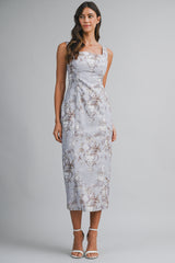 STEPH FLORAL PRINTED SLEEVELESS MIDI DRESS