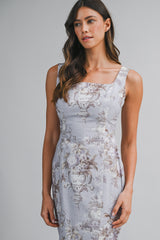 STEPH FLORAL PRINTED SLEEVELESS MIDI DRESS