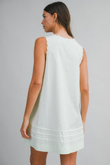 MAREN EMBROIDERED EYELET NECK MINI DRESS