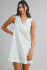 MAREN EMBROIDERED EYELET NECK MINI DRESS