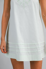 MAREN EMBROIDERED EYELET NECK MINI DRESS