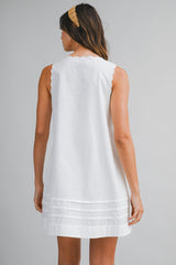 MAREN EMBROIDERED EYELET NECK MINI DRESS