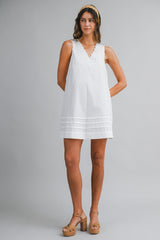 MAREN EMBROIDERED EYELET NECK MINI DRESS