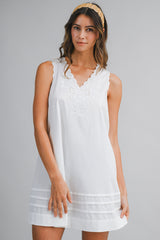 MAREN EMBROIDERED EYELET NECK MINI DRESS