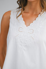 MAREN EMBROIDERED EYELET NECK MINI DRESS
