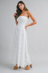 AMBER EYELET TUBE TOP BODICE MAXI DRESS