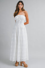AMBER EYELET TUBE TOP BODICE MAXI DRESS