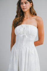 AMBER EYELET TUBE TOP BODICE MAXI DRESS