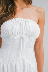 AMBER EYELET TUBE TOP BODICE MAXI DRESS