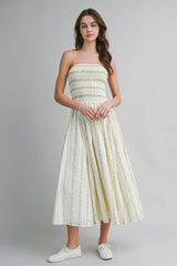 SOFIA SMOCKED TUBE TOP BODICE MIDI DRESS