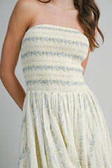 SOFIA SMOCKED TUBE TOP BODICE MIDI DRESS