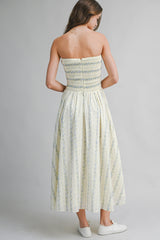 SOFIA SMOCKED TUBE TOP BODICE MIDI DRESS