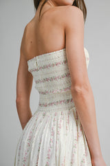 SOFIA SMOCKED TUBE TOP BODICE MIDI DRESS