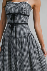 ZENDAYA GINGHAM BOW TIED MIDI DRESS