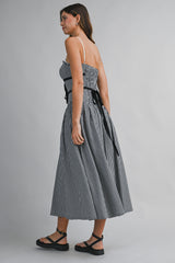 ZENDAYA GINGHAM BOW TIED MIDI DRESS