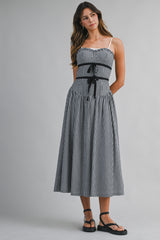 ZENDAYA GINGHAM BOW TIED MIDI DRESS