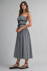 ZENDAYA GINGHAM BOW TIED MIDI DRESS