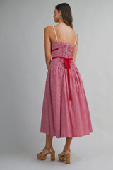 ZENDAYA GINGHAM BOW TIED MIDI DRESS