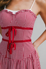 ZENDAYA GINGHAM BOW TIED MIDI DRESS