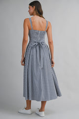 MIRACLE GINGHAM BUTTON FRONT MIDI DRESS