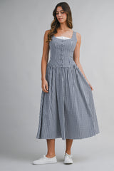 MIRACLE GINGHAM BUTTON FRONT MIDI DRESS