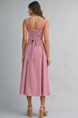 MIRACLE GINGHAM BUTTON FRONT MIDI DRESS