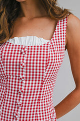 MIRACLE GINGHAM BUTTON FRONT MIDI DRESS