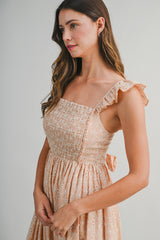 AVERI FLORAL EYELET LACE MIDI DRESS