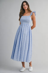 AVERI FLORAL EYELET LACE MIDI DRESS