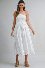 ASTOR EYELET CONTRAST MIDI DRESS