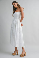 ASTOR EYELET CONTRAST MIDI DRESS