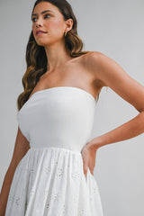 ASTOR EYELET CONTRAST MIDI DRESS