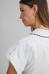 EMERSON EMBROIDERED SHIRT DRESS WITH BELT DETAIL