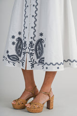 EMERSON EMBROIDERED SHIRT DRESS WITH BELT DETAIL