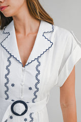 EMERSON EMBROIDERED SHIRT DRESS WITH BELT DETAIL
