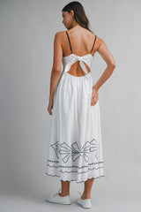 KHLOE CONTRAST EMBROIDERED MIDI DRESS