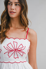 KHLOE CONTRAST EMBROIDERED MIDI DRESS