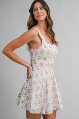 SYDNEY FLORAL PRINTED FLARE MINI DRESS