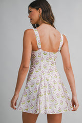 SYDNEY FLORAL PRINTED FLARE MINI DRESS