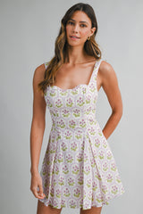 SYDNEY FLORAL PRINTED FLARE MINI DRESS