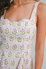SYDNEY FLORAL PRINTED FLARE MINI DRESS