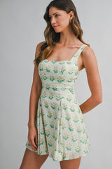 SYDNEY FLORAL PRINTED FLARE MINI DRESS